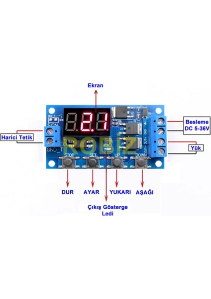 Zamanlayıcı Timer Modül Dual Mosfetli Gecikmeli Başlangıç 0-999SN
