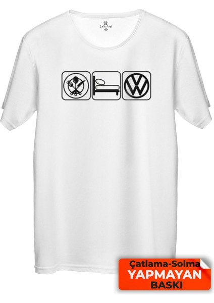 Çakılap Vw Logo Baskılı Tişört Unisex, Premium Kalite (Rgl-Otmbl-Vw)
