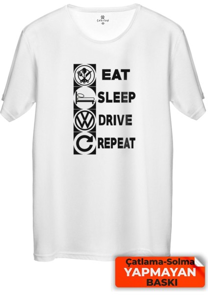 Çakılap Vw Logo Baskılı Tişört Unisex, Premium Kalite (Rgl-Otmbl-Vw)