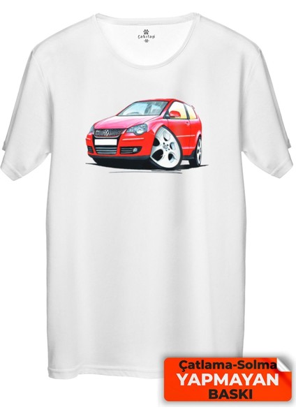 Çakılap Vw Polo Mk4 Baskılı Tişört Unisex, Premium Kalite (Rgl-Otmbl-Vw)