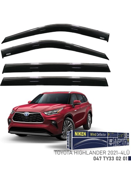 Niken Toyota Highlander 2021- Kromlu Cam Rüzgarlığı 4 Lü
