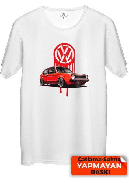Çakılap Vw Golf 1 Baskılı Tişört Unisex, Premium Kalite (Rgl-Otmbl-Vw)