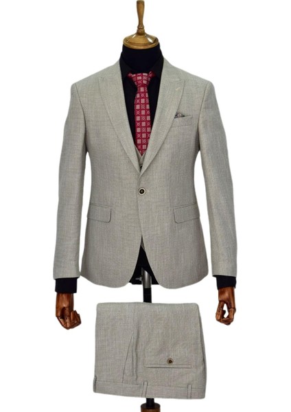 Erkek Bej Rengi Regular Fit Takım Elbise BGL-ST03823