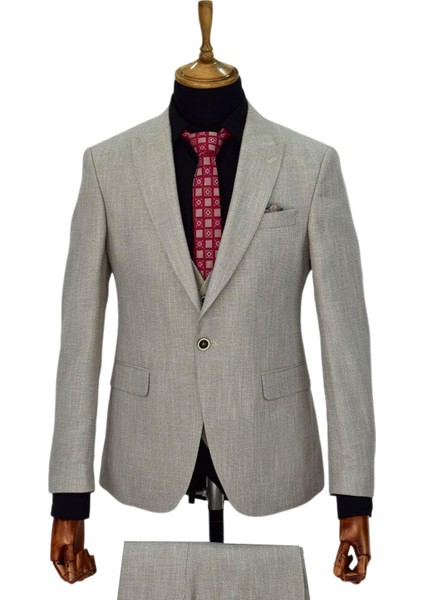 Erkek Bej Rengi Regular Fit Takım Elbise BGL-ST03823