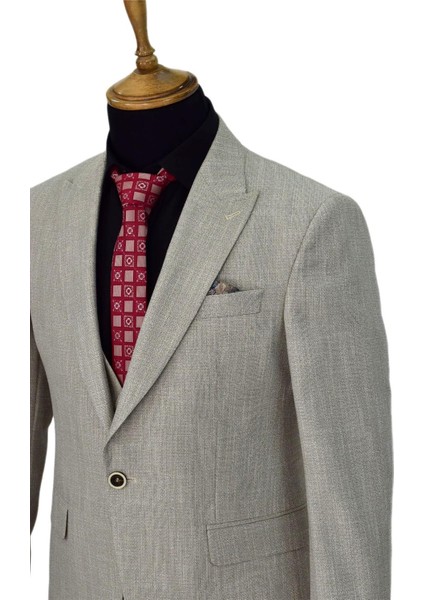 Erkek Bej Rengi Regular Fit Takım Elbise BGL-ST03823
