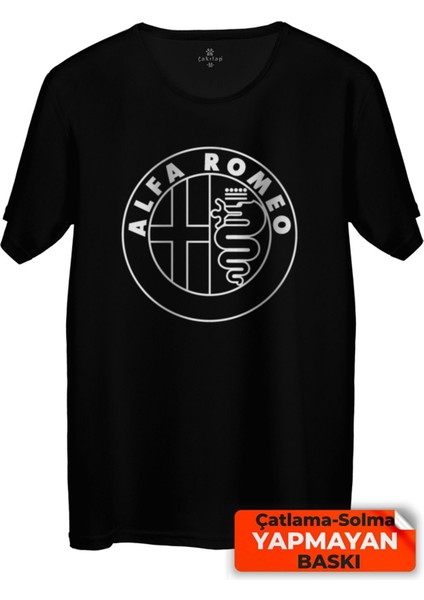 Çakılap Alfa Romeo Logo Baskılı Tişört Unisex, Premium Kalite
