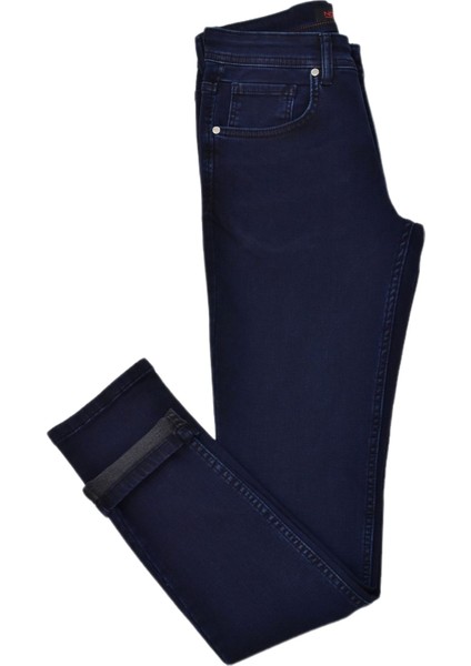 Erkek Lacivert Silim Fit 5 Cepli Jeans Pantolon BGL-ST03820