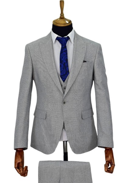 Erkek Regular Fit Yelekli Çift Yırtmaçlı Takım Elbise BGL-ST03824