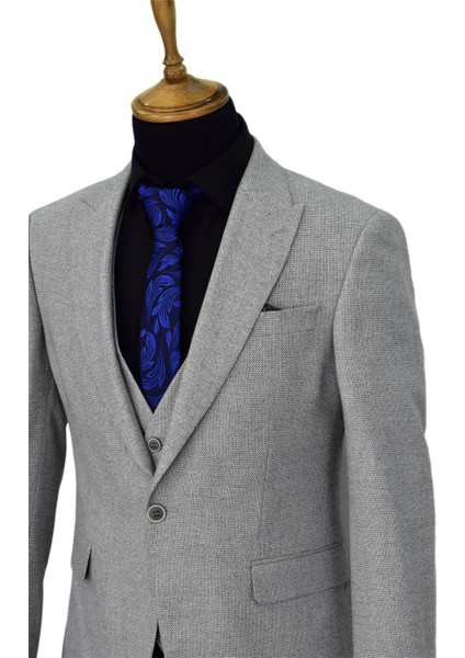 Erkek Regular Fit Yelekli Çift Yırtmaçlı Takım Elbise BGL-ST03824