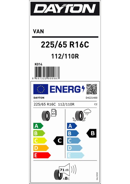 225/65 R16C 112/110R Van Hafif Ticari Oto Yaz Lastiği (Üretim Yılı: 2024)