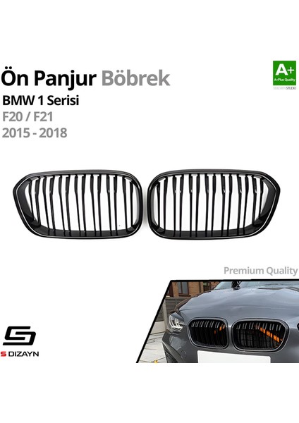 S-Dizayn Bmw 1 Serisi F20/F21 Ön Panjur Böbrek Parlak Siyah Piano Black M1 Model 2015-2019