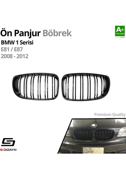 S-Dizayn Bmw 1 Serisi E81/E87 Ön Panjur Böbrek Parlak Siyah Piano Black M1 Model 2008-2012