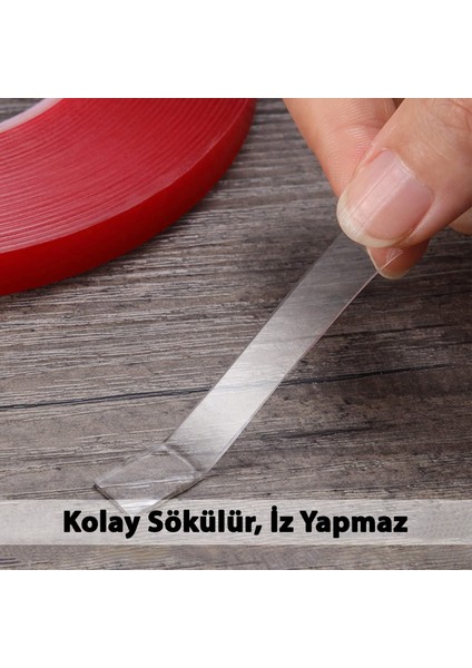 S-Dizayn Çift Taraflı Bant 10MM x 33 Metre Şeffaf Silikon Vhb Bant A+Kalite
