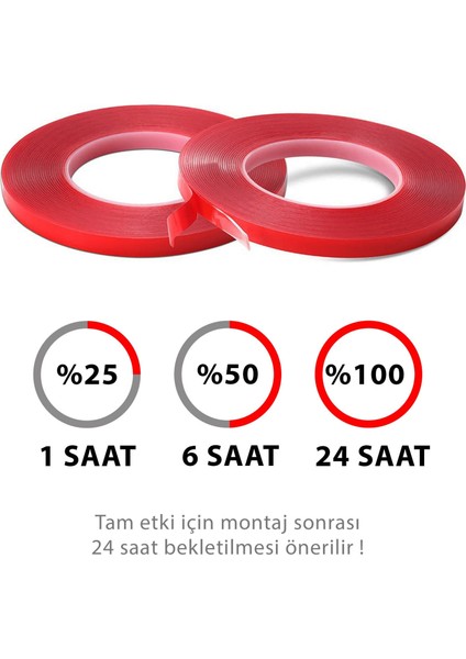 S-Dizayn Çift Taraflı Bant 10MM x 33 Metre Şeffaf Silikon Vhb Bant A+Kalite
