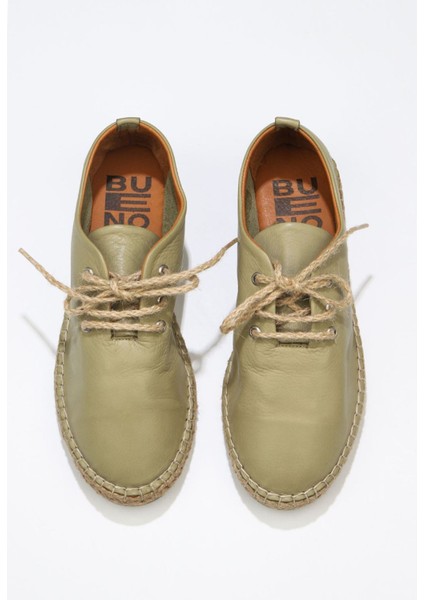 Haki Deri Kadın Espadril Ayakkabı 01WN1617