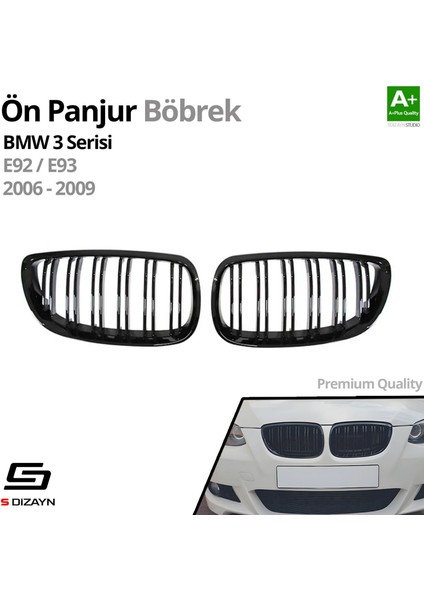 S-Dizayn Bmw 3 Serisi E92/E93 Ön Panjur Böbrek Parlak Siyah Piano Black M3 Model 2006-2009