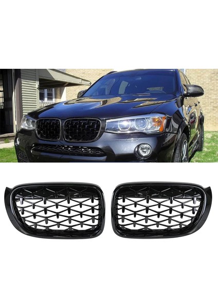 S-Dizayn Bmw X3-X4 F25/F26 Ön Panjur Böbrek Parlak Siyah Piano Black Diamond Model 2014-2017