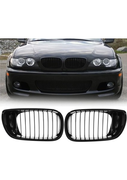 S-Dizayn Bmw 3 Serisi E46 Ön Panjur Böbrek Parlak Siyah Piano Black M3 Model 2002-2005