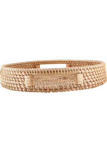 Yuvarlak Rattan Servis Tepsisi Dekoratif Dokuma Osmanlı Sehpa Kulplu Tepsiler Natural(Küçük) (Yurt Dışından) indirimleri