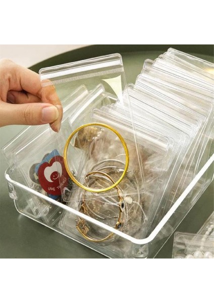 Takı Çantası Kendinden Mühürlü Plastik Fermuarlı Çanta Şeffaf Pvc Yüzükler Küpe Saklama 3,5 x 5 Inç, 2,8 x 2 Inç, 4 x 2,8 Inç (120 Adet) (Yurt Dışından)