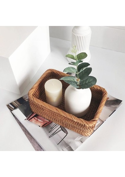 Rattan Depolama Sepeti Oturma Odası Yatak Odası Masaüstü Aperatifler ve Çeşitli Eşyalar Depolama Sepeti El Dokuma Depolama Sepeti (Yurt Dışından) fırsatları