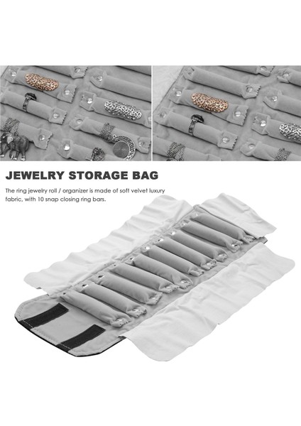 Mücevher Rulosu Mücevher Çantası, Flanelden Yapılmış, Yüzük Için, Seyahat Sırasında Mücevherleri Saklamak Için - Siyah, Gri, Küçük (Yurt Dışından) fırsatları