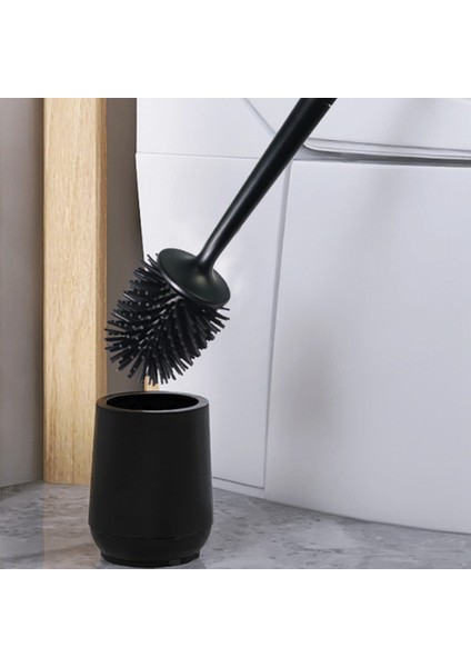 Bathroom Toilet Brush Soft Brush Head No Dead Angle Household Floor Cleaning Brush Toilet Accessories(Black) (Yurt Dışından) fırsatları