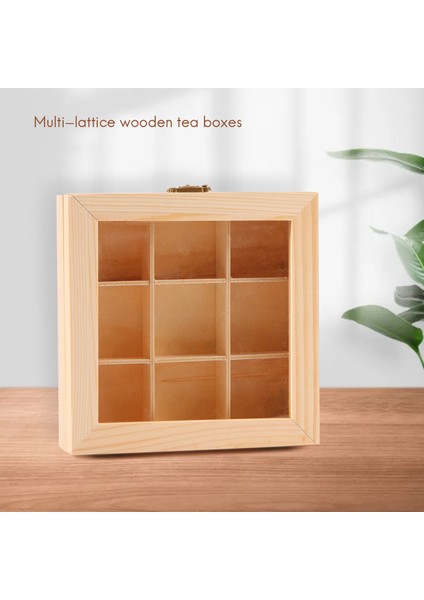 Wooden Tea Bag Jewelry Organizer Chest Storage Box 9 Compartments Tea Box Organizer Wood Sugar Packet Container (Yurt Dışından) fiyatları