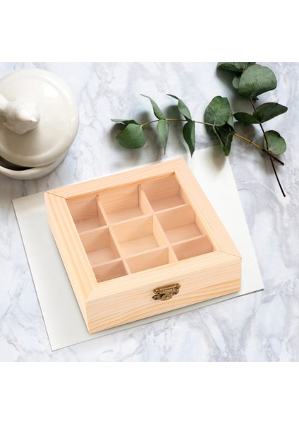 Wooden Tea Bag Jewelry Organizer Chest Storage Box 9 Compartments Tea Box Organizer Wood Sugar Packet Container (Yurt Dışından) modelleri