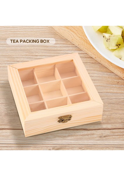 Wooden Tea Bag Jewelry Organizer Chest Storage Box 9 Compartments Tea Box Organizer Wood Sugar Packet Container (Yurt Dışından) indirimleri