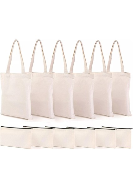 Tuval Kalem Çantası Bez Çantalar, Dıy Zanaat Boş Makyaj Çantaları Zip ile Kanvas Kalem Kutusu Dıy Yeniden Kullanılabilir Alışveriş Bakkal Çantası (Yurt Dışından)