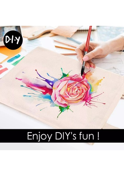 Tuval Kalem Çantası Bez Çantalar, Dıy Zanaat Boş Makyaj Çantaları Zip ile Kanvas Kalem Kutusu Dıy Yeniden Kullanılabilir Alışveriş Bakkal Çantası (Yurt Dışından) fırsatları