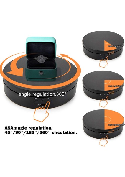2x Black Rechargeable Turntable Display Stand, 360 Degree Rotation Speed/angle Adjustable (Yurt Dışından)