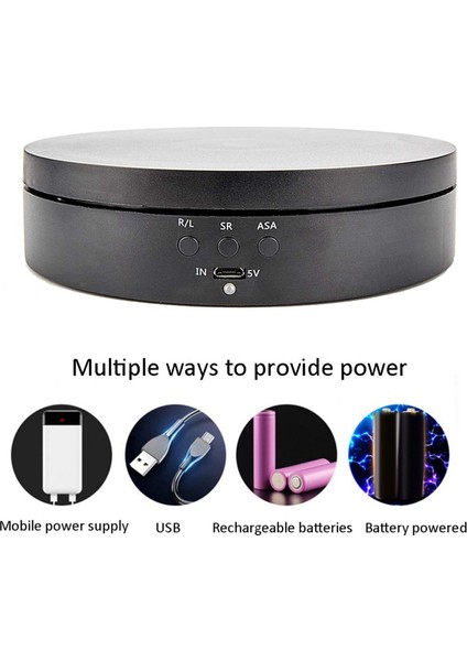 2x Black Rechargeable Turntable Display Stand, 360 Degree Rotation Speed/angle Adjustable (Yurt Dışından)