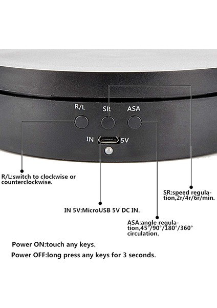 2x Black Rechargeable Turntable Display Stand, 360 Degree Rotation Speed/angle Adjustable (Yurt Dışından)