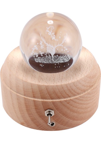 3D Crystal Ball Music Box The Deer Luminous Rotating Musical Box With Projection LED Light (Yurt Dışından)