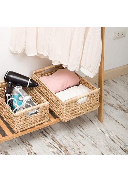 Small Wicker Baskets For Organizing Bathroom, Hyacinth Baskets For Storage, Wicker Storage Basket With Wooden Handle (Yurt Dışından)