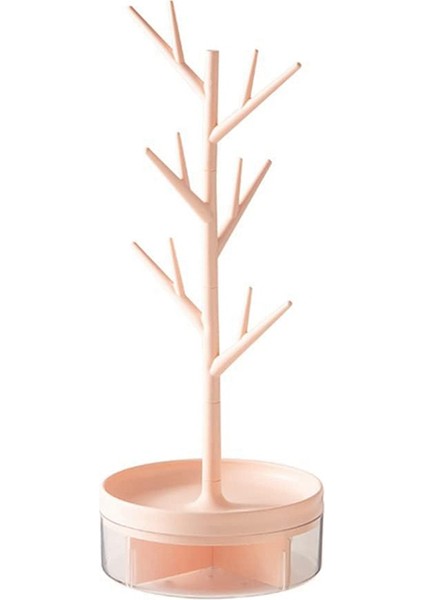 Branch Jewelry Rack With Rotatable Base And Storage Box Tree Tower Rack Hanging Organizer, Pink (Yurt Dışından)