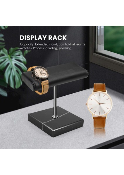Black Marble Base Watch Stand Silver Color Metal Rod Display Props Bracelet Jewelry Lengthen Placement Stand (Yurt Dışından) fiyatları