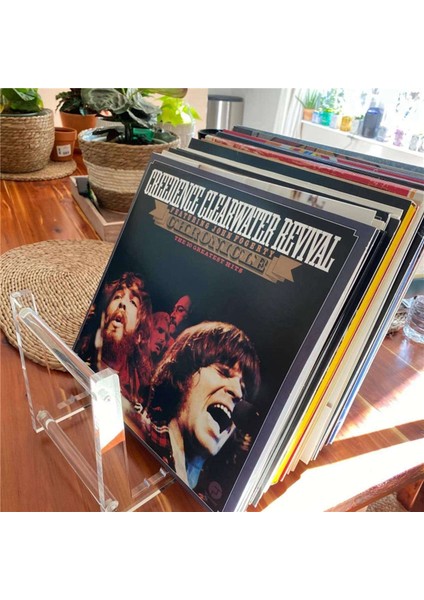 3x Clear Vinyl Record Stand Holder For Desktop Album Storage, Acrylic Vinyl Record Shelf Display 50 (Yurt Dışından)