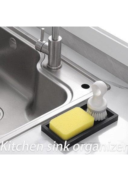 Countertop And Vanity Tray 8X4INCH Silicone Soap Dispenser Tray, Sink Tray For Soap Bottles, Key Trinket Ring Tray White (Yurt Dışından) fırsatları