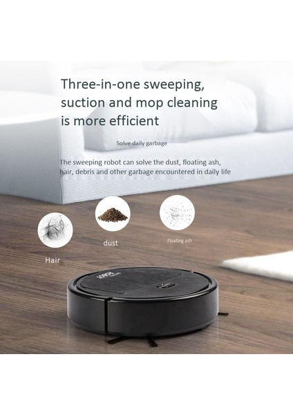Smart Robot Vacuum Cleaner 3-In-1 Household Cleaning Machine Automatic Vacuum Cleaner,black (Yurt Dışından)