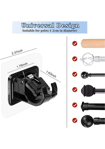 Curtain Rod Brackets No Drilling Self Adhesive Curtain Rod Holder Hooks Nail Free Curtain Rod Hooks Curtain Hangers (Yurt Dışından) fiyatları