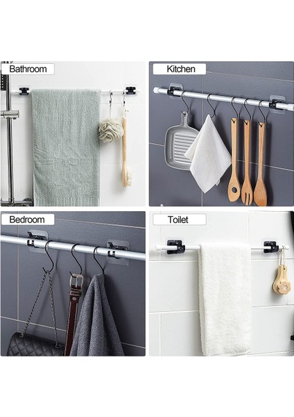 Curtain Rod Brackets No Drilling Self Adhesive Curtain Rod Holder Hooks Nail Free Curtain Rod Hooks Curtain Hangers (Yurt Dışından) fırsatları