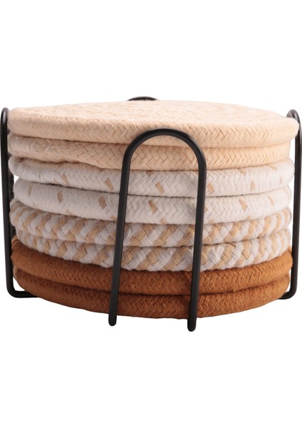 8 Pcs Drink Coasters With Holder, 4 Colors Absorbent Coasters For Drinks, Cotton Woven Coaster Set For Home Decor A (Yurt Dışından) fiyatları