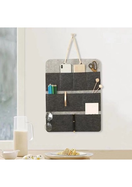 Keçe Depolama Asılı Çanta Telefon Dergiler Tabletler Uzaktan Kumanda Duvar Asılı Organizatör Oturma Asılı Saklama Çantası A (Yurt Dışından) fiyatları