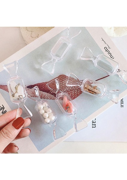 Şeker Şekli Şeffaf Makyaj Saklama Kutusu Mini Taşınabilir Küpe Takı Çantası Seyahat Kozmetik Durumda Hediye Organizatör (Yurt Dışından) modelleri