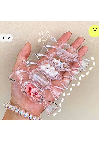 Şeker Şekli Şeffaf Makyaj Saklama Kutusu Mini Taşınabilir Küpe Takı Çantası Seyahat Kozmetik Durumda Hediye Organizatör (Yurt Dışından) fırsatları