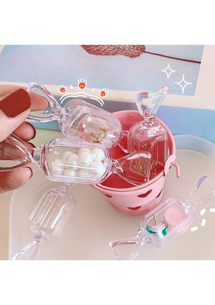 Şeker Şekli Şeffaf Makyaj Saklama Kutusu Mini Taşınabilir Küpe Takı Çantası Seyahat Kozmetik Durumda Hediye Organizatör (Yurt Dışından) indirimleri