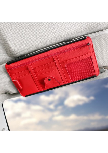 Araba Güneşlik Organizatör Depolama Tutucu Visor Klip Güneş Gözlüğü Tutucu Kart Bilet Saklama Çantası Kılıfı Araba Organizatör Kırmızı (Yurt Dışından) fiyatları